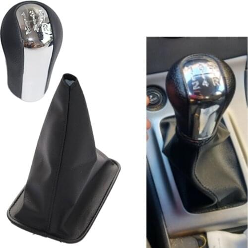 5/6 Speed chrome & Leather Gear Shift Knob Gearstick Gaiter Boot For Toyota Corolla 1998-2009 Car Styling Gear Shifter Knob