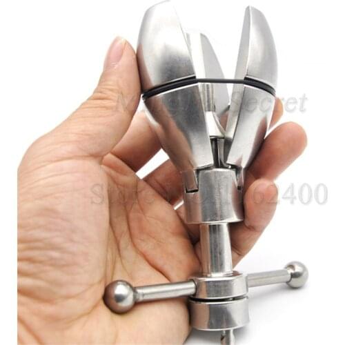 Sex Shop Stainless Steel Stretching Anal Dilator with Lock,Anus Expanding Chastity Device Butt Plug Sex Toys For Women Men