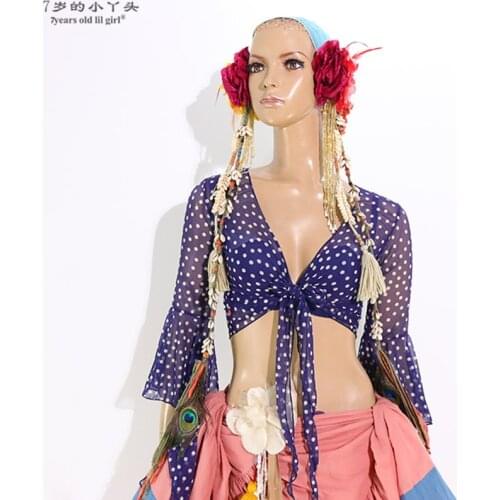 Mesh Belly Dance Top Momen Long Sleeves Belly Dance Flare Blouse Top BYY01-05