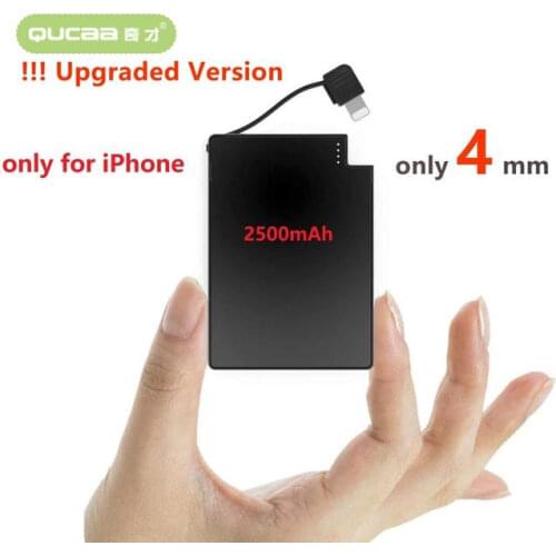 TNTOR New 2500mAh Ultra Slim Power Bank Only 4 mm Built In Cable Portable Mini power bank powerbank charge for iPhone X ,11 ,12