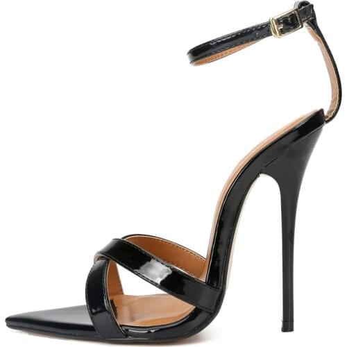 SDTRFT Summer 14cm thin heels Narrow Band wedding shoes sexy pumps Peep toe Buckle Gold bottoms Sandals Plus:44 45 46 47 48 49