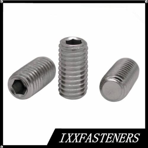 50PCS DIN913 M2 M2.5 M3 M4 M5 M6 M8 M10 304 Stainless Steel Grub Flat Point Hexagon Socket Set Screws Headless