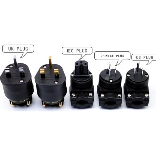 Yivosound Audio Hi-end Hifi pure Gold plated 90 degrees us+IEC socket power connector