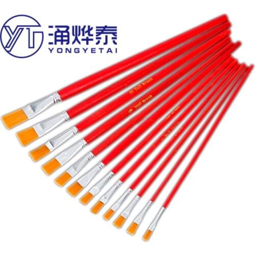 YYT 2PCS Flat-head nylon oil paint brush acrylic watercolor gouache brush line pen industrial paint glue line brush painting set