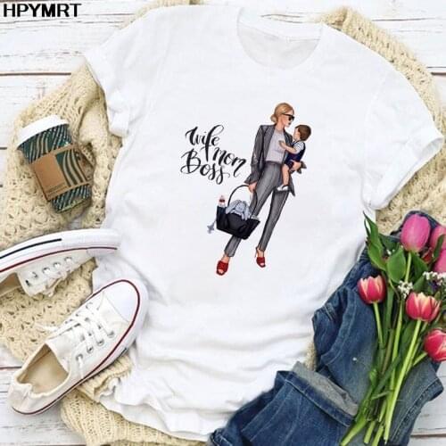 Women Casual Cartoon Wife Mom Boss Printing Summer 90s Ladies Fashion Clothes Tees Tops Tshirt Female Harajuku Graphics T-shirt