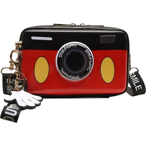 PU Female Messenger Bag Personality Camera Crossbody Bags Cartoon Cute Bow Shoulder Bag for Teenager Girl Fashion Casual BAG0021