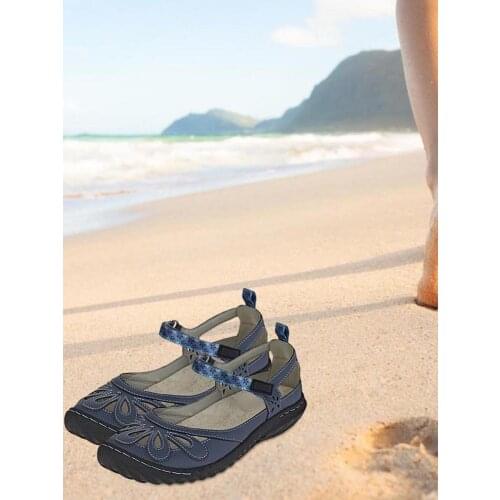 Women Carina Sandals Summer Beach Floral Solid Thong Flat Sandals Vintage Sandals Summer Fashion Casual Footwear