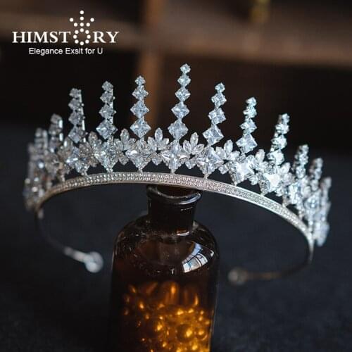 Himstory Fashion Zircon Headband Tiaras Bride Wedding Dressing Crown Princess Hair Accessories Headwear Women Hair Jewelry