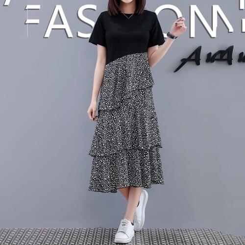 2019 summer new large size womens loose thin belly cover polka dot A284