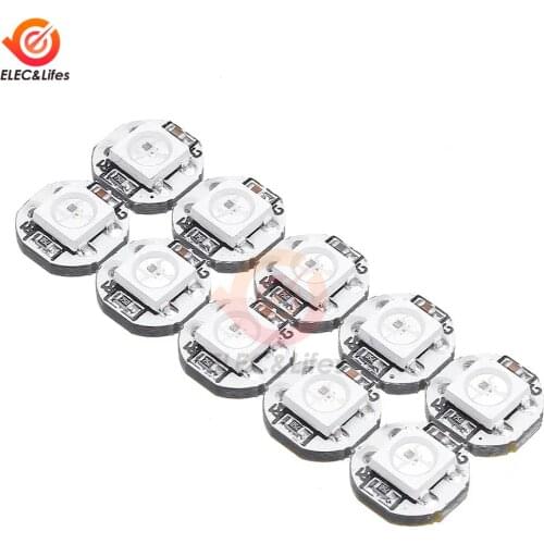 10pcs 1bit 5V WS2812B 5050 SMD RGB LED Chip Full Color Built-in WS2811 IC Addressable with Mini PCB Board (10mm*3mm) Heatsink