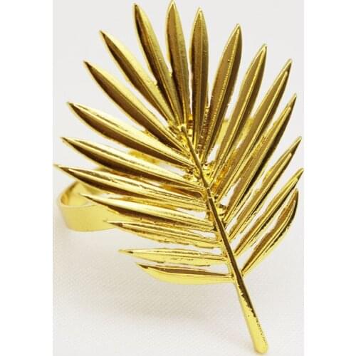 12pcs/lot New wedding simulation golden loose tail leaf napkin buckle napkin ring cloth ring