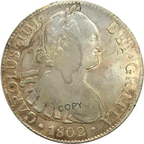 1802 Mexico Carlos IV 8 Reales Cupronickel Plated Silver Copy Coin