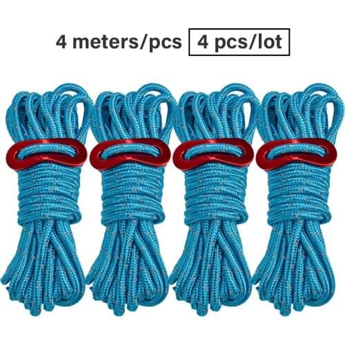 4pcs Wind Rope with Hooks Buckle for Outdoor Camping Survival Lanyard Tents Rope