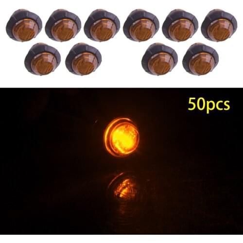 50pcs/Set Waterproof IP67 12V Amber Yellow 3/4" Round 3 LED Side Bullet Marker Light for Truck Trailer Buse Boat Caravan