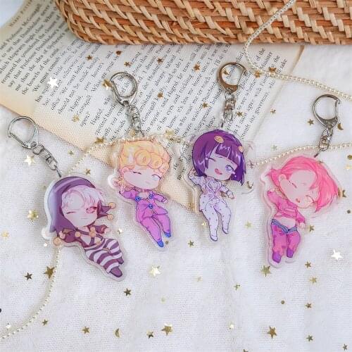 Anime Golden Wind JoJos Bizarre Adventure Risotto Nero Bruno Bucciar Keychain Acrylic Pendant Cartoon Charm Key ring Gifts 7CM