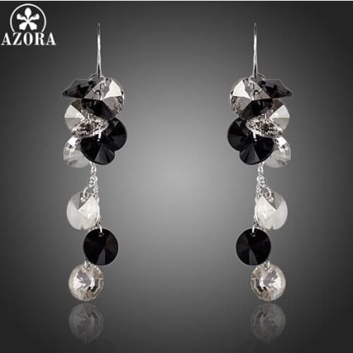 AZORA Elegent Queen Cluster Stellux Austrian Crystal Fashion Drop Earrings TE0148