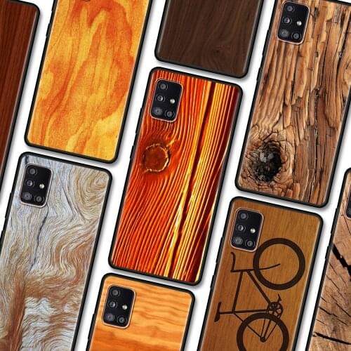 Black Case For Samsung Galaxy A22 A51 A12 A21s A71 A31 A52 A32 A02s A72 A42 A02 A01 A11 TPU Fundas Wood grain