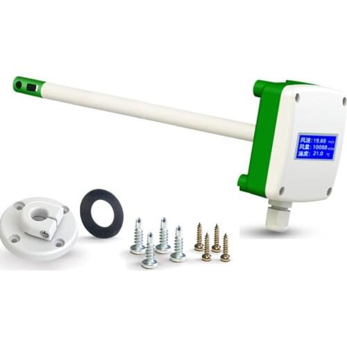 Air Velocity Air Volume Air Temperature Sensor with LCD Display air flowmeter totameter 4-20mA 0-5V 0-10V RS485 Output