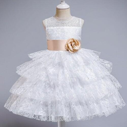 Flower Girls Dresses For Weddings Handmade Flowers Bow Sash Baby Child Birthday Party Gown First Communion Dress