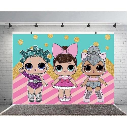 Cartoon Baby Girl Golden Shimmer Photography Background Backdrop Children Kids Birthday Party Decoration Wallpaper Photo Studio