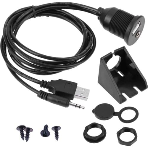 1m Car Dashboard USB Extension Cord Auto Moto USB 2.0 3.5mm Male to Female AUX Lead Cable Wire Line