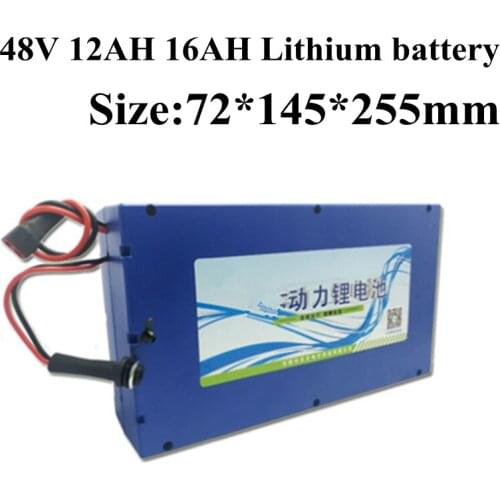Power 48v 12ah 16ah li ion lithium battery pack with 15A BMS for 900w 1000w electric bicycle electric motorcycle + 3A charger