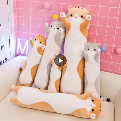 Soft/Cute /Plush /Long cat/pillow/Cotton doll toy lunch Sleeping Pillow Christmas gifts birthday gifts girls gifts for girls