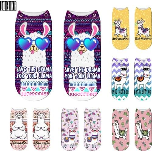 New 3D Printing Women Summer Short Socks Cartoon Lovely Sheep Animal Socks Sports Casual Pure Cotton Girl Ankle Socks For Men