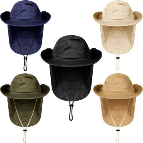 New Summer Sun Hat Men Women Buckle Hat with Neck Flap Outdoor UV Protection Large Wide Brim Hiking Fishing Mesh Breathable Cap