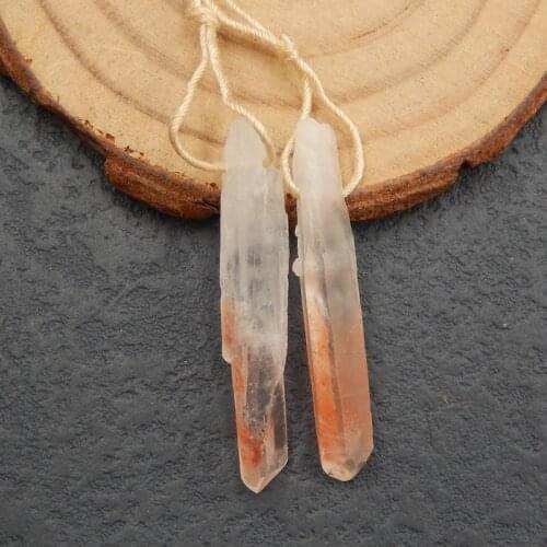 New!!Hand Carved Yellow Quartz Feather shaped earrings beads22x15x10mm8.2g