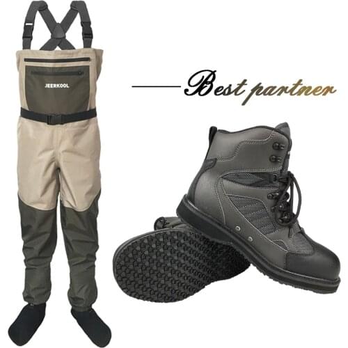 Fly Fishing Clothes Waders Outdoor Hunting Wading Pants and Shoes Overalls Rubber Sole Fishing Boots Rock Aqua Shoes FXR1