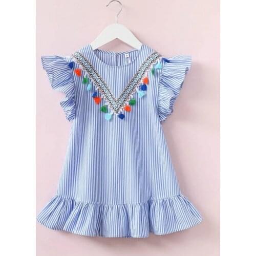 Mother and daughter clothes Nine Quarter Stripe Tassel Mini Dress Mom and daughter dress Family matching clothes Summer Outfits