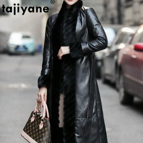 Autumn Winter Coat Women Clothes 2020 Mink Fur Collar Real Genuine Leather Jacket Korean Vintage Sheepskin Down Coat Women Tops