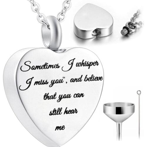 Heart Cremation Urn Necklace for Ashes for Loved Ones Urn Jewelry Memorial Pendant with Fill Kit and Gift Velvet Bag