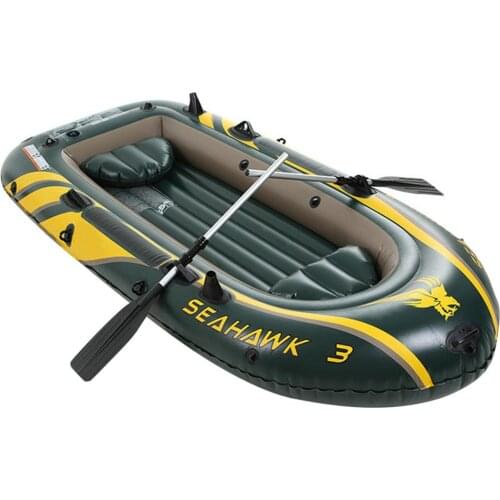 Portbale Thickened Inflatable Boat 2/3 People Water Drifting Fishing Canoe (Includes Boat Paddle Air Pump Mooring Rope Cushion)