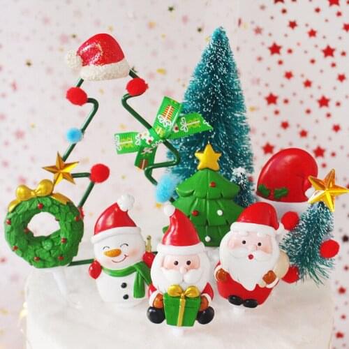 Merry Christmas 2021 Cupcake Topper Christmas Resin Santa Claus Cupcake Topper For Christmas Party Cake Xmas Home Decorations
