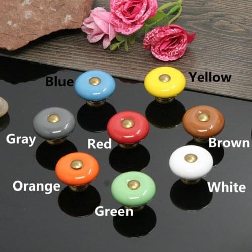 Dia 25mm 32mm colorful ceramic children room drawer shoe cabinet knob red blue white orange green brown kitchen cabinet handle