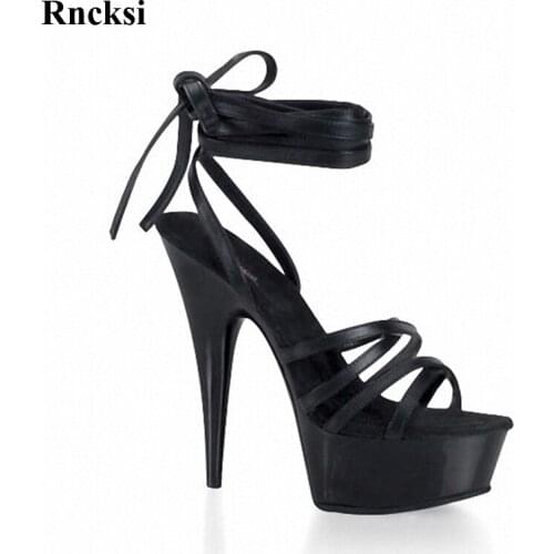 Rncksi Sexy Straps Women Shoes 15CM High Heel Platforms Pole Dance/Performance Star Model Sandals Party Wedding Dress Sandals