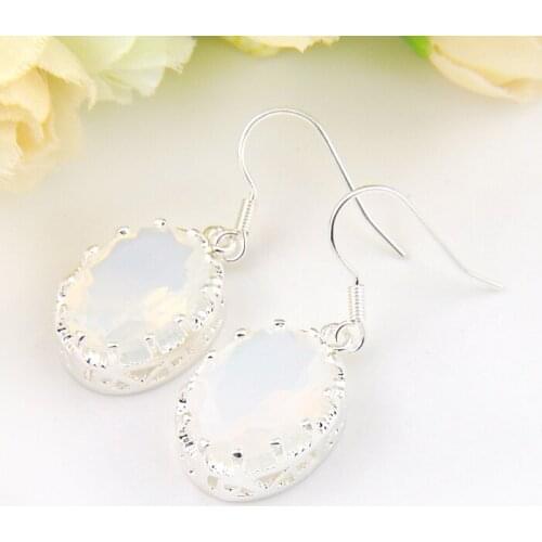 2Pairs 1 Lot New Classic Best Wholesale Jewelry Shiny Oval Moonstone Dangle Earrings High Quality For Party Wedding Holiday