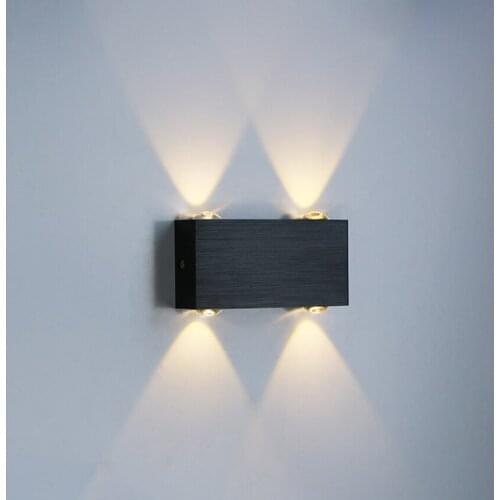 4W LED Home Decoration Indoor Wall Lamp Bedroom Living Room Aisle Corridor Black And Silver Brushed Square Wall Lamp LP19