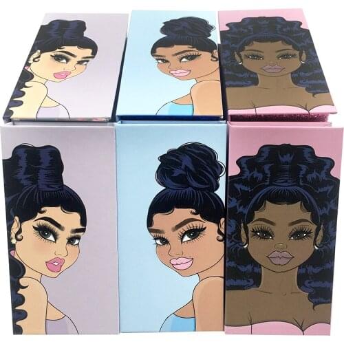 Eyelash Packaging Box Rectangle Box Cartoon Girl With Tray Empty Lash Boxes Packaging Lashes Box Case