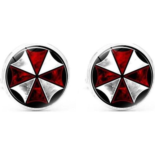 XK-5HXK0393 Red and White Umbrella Pattern French Suits Cufflinks with Buttons Fashion Mens Shirts Sleeve Nails 5 Colors