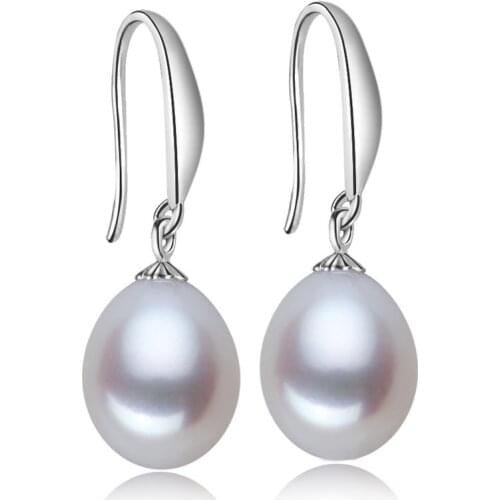 Real 925 Sterling Silver Pearl Earrings Natural Freshwater Pearl Drop Earrings For Women Jewelry Birthday Gift