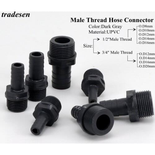 1pcs 1/2"-1" Male Thread To 8-30mm Pagoda Connector Hi-quality Soft Water Pipe Connector UPVC Fittings Irrigation Hose Parts