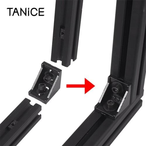 TANiCE 10Pcs Angle Fixing Fixing Material Angle Connector For 40x40 40x80 30x30 Groove 8 Raster Struts Aluminum Profile Black