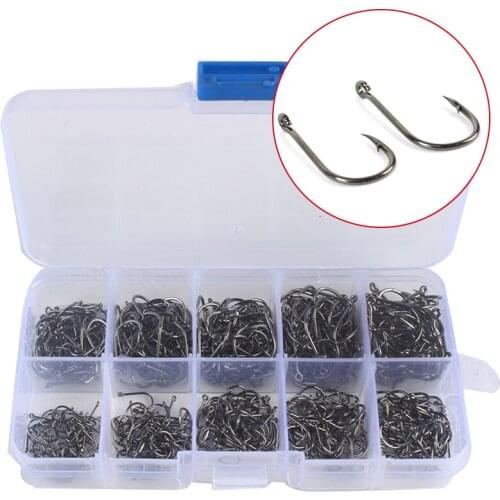 100/200 Pcs Fishing Hooks Set Carbon Steel Single Circle Hook Fly Fishing Jip Barbed Hooks Sea Tackle Fishing Gear Accessories