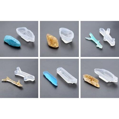 2 Pieces Stone & Wood Shaped Silicone Mold Jewelry Making Mould for Casting Resin Pendants Crystal Wood Ornaments Crafts Tools