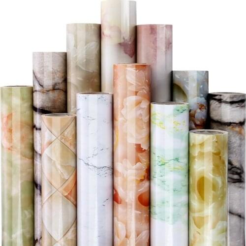 3M Thick Waterproof PVC Imitation Marble Wallpaper Kitchen Wood Wall Stickers Home Decor Wardrobe Cupboard Furniture Renovation