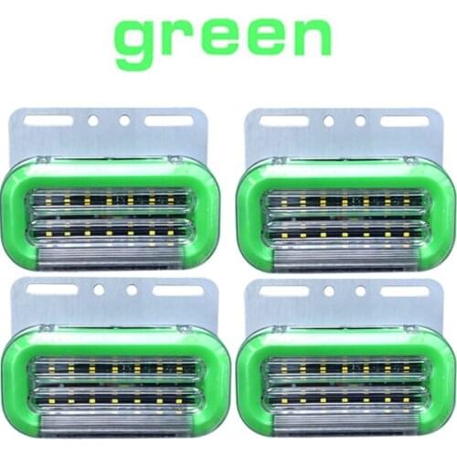 FEEDOPAL 4PCS Green 24V LED Outline Light 3 Modes Waterproof Super Bright Tire Light Trailer Reversing Light Suitable For Trucks