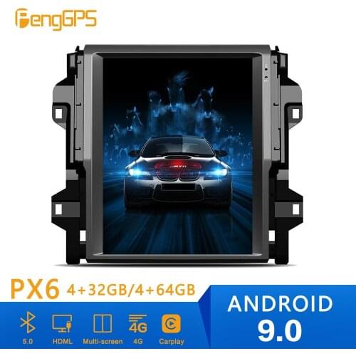 Android 9 PX6 4+64GB Tesla Style Car DVD Player GPS Navigation For TOYOTA Fortuner 2016-2019 stereo Head Unit Multimedia Player